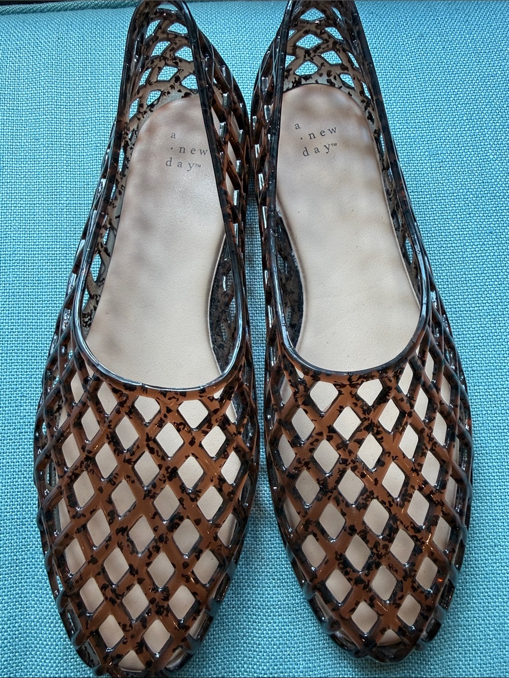 a new day Brown Lattice Jelly Flats
